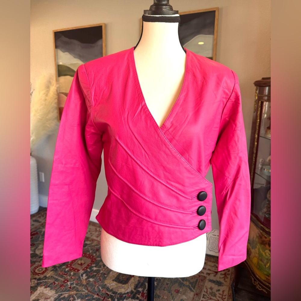 Avon Fashions Vintage Pink Leather Jacket - Picture 3 of 10
